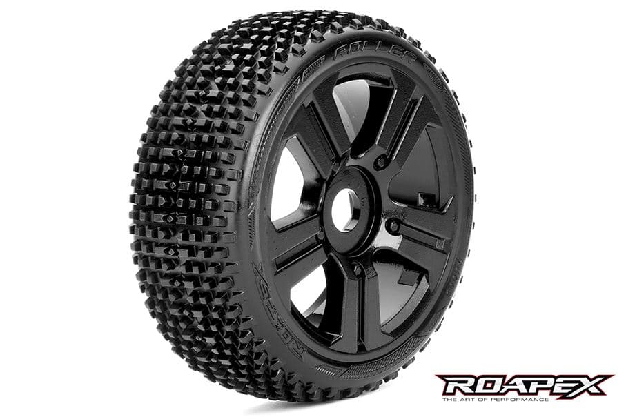 Roller 1/8 Buggy Tire Black Wheel with 17MM Hex Mounted